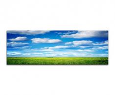 Panoramabild auf Leinwand und Keilrahmen 150x50cm Feld Wiese Sommer Himmel Wolken