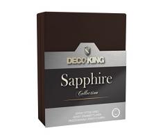 DecoKing Jersey Spannbettlaken 140x200-160x200 cm Schokolade 100% Baumwolle Wasserbett Boxspringbett Spannbetttuch Bettlaken Betttuch Schoko Dunkelbraun braun Sapphire Collection