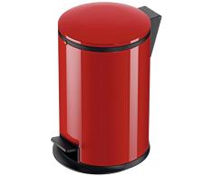 Hailo Pure M, Mülleimer aus Stahlblech, 12 Liter, Müllbeutel-Klemmringsystem, Deckeldämpfung (Soft Close), Tragegriff, rot, made in Germany, 0517-040