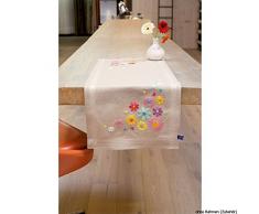 Vervaco Tischläufer Schöne Blumen Stickpackung/Läufer im vorgedruckten/vorgezeichneten Plattstich, Baumwolle, Mehrfarbig, 40 x 100 x 0.3 cm