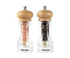 Salz- und Pfeffermühlen-Set, Küchenmühle aus Buchenholz, Keramikmühle für Härtere, Schärfere Mahlung, ideal für HIMALAYA-Salz und Pfeffer, Verstellbare Mühlen Fein/ Grob Dispenser