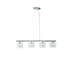 Massive Pendelleuchte, Metall, G9, 40 W, transparent, 93 x 12.3 x 96.8 cm