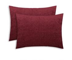 CaliTime Kissenbezüge für Couch Sofa Home Dekoration, einfarbig, weiches Chenille, 2 Stück Standard Pillowcases - Pack of 2 burgunderfarben
