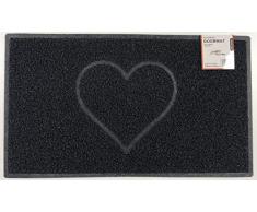 Nicoman Spaghettimatten Fußmatte für den Eingangsbereich｜Robuste Schmutzfangmatte aus Vinylschlingen | Geprägt Herz【75x44cm, Mittel,Aussen】,Schwarz