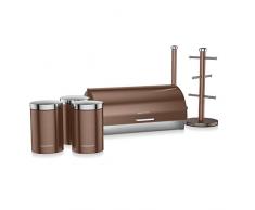 6 Stück Brotkasten Tee Kaffee Zucker Kanister Küche Storage Set Tasse Baum kupfer