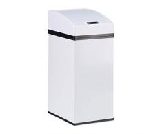 Relaxdays, weiß Sensor Mülleimer, Automatikdeckel, Inneneimer mit Griff, hygienisch, 7 L, Stahl, HxBxT: 35 x 15 x 20 cm, Standard
