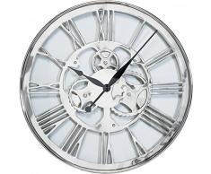 Wanduhr Gear Ø60cm, große, moderne XXL Wanduhren mit römischen Ziffern, silber (H/B/T) 60x60x6