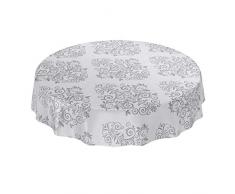 ANRO Wachstuchtischdecke Wachstuch Wachstischdecke Tischdecke abwaschbar Hellgrau Grau Rankenmuster Barock Arabeske Rund 140cm