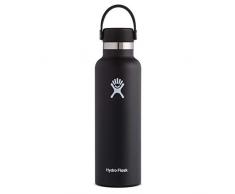 Hydro Flask Trinkflasche 621 ml (21 oz), Edelstahl und vakuumisoliert, Standard-Öffnung mit auslaufsicherer Flex Cap, Black