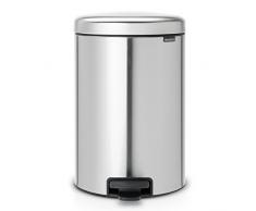 Brabantia Treteimer 20 L Silber, Plastik, Matt Stahl Fingerprint Proof, 20 Liter