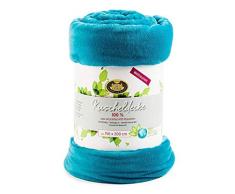 Gözze Recycelte Wohn- und Kuscheldecke aus PET-Flaschen, 150 x 200 cm, Petrol, 40143-54-150200