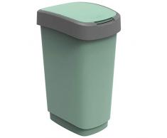 Rotho Eco Twist Mülleimer 50 l, Kunststoff (PP), Grün, 50 Liter (40,1 x 29,8 x 60,2 cm)