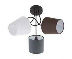 EGLO Deckenlampe Almeida, 3 flammige Textil Deckenleuchte, Material: Stahl, Stoff, Farbe: Schwarz, anthrazit, weiß, braun, Fassung: E14