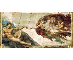 Legendarte Michelangelo Buonarroti Die Erschaffung Adams Kunstdruck auf Leinwand, cm. 50x100