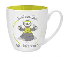 Gruss & Co 45522 Anti-Stress Tasse für Sportskanonen, 45 cl, Geschenk, New Bone China, Gelb, 9.5 cm