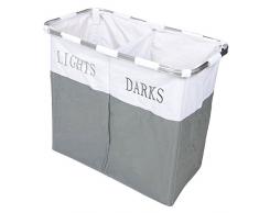 COUNTRY CLUB Lichter und Dark zusammenklappbar Laudry Korb Waschtücher Aufbewahrungsbox, Metall, grau/weiß