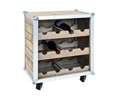 Haku-Möbel Flaschenregal, Kiefer-Aluminium, 53 x 33 x 63 cm