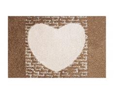LifeStyle-Mat 100741 Liebesbrief, rutschfeste und waschbare FuÃmatte, ideal für den Eingang, die Garderobe oder Küche, 50 x 75 cm, braun / beige