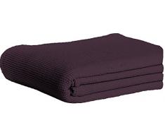 Dormisette 838711 Piqué Baumwolldecke, Baumwolle, aubergine, 240x220x2 cm