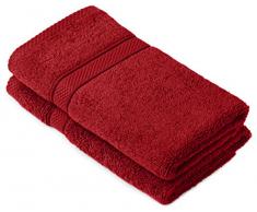 Pinzon by Amazon Handtuchset aus Baumwolle, Cranberry-Rot, 2 Handtücher, 600g/m²