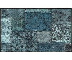 Wash + Dry Vintage Patches türkis Fußmatte, Acryl, grün, 75 x 120 x 0.7 cm