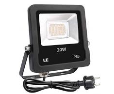 LE LED Strahler 20W mit EU Stecker, 1600 Lumen Superhell Flutlichtstrahler, IP65 Wasserdicht Fluter, Warmweiß Außenscheinwerfer für Garten, Garage, Hotel, Hof usw