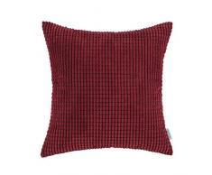 CaliTime Kissenbezüge Kissenhülle Kissenbezug Komfortabler Supersoft Cord Mais Gestreift Beidseitig Dekokissenbezug 50cm x 50cm Burgund