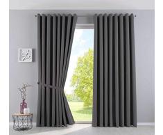 Gardinenbox Vorhänge Blickdicht »Newyork« Dunkelgrau HxB 245x295 cm 2er-Pack Thermo-Gardinen Verdunkelungsvorhang Blackout Ösen schalldämmend ÖKOTEX UV-Schutz Raffhalter, 201920600-2