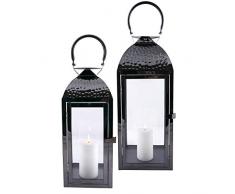 pajoma Laterne Mailand in schwarz, aus Metall, 2er Set