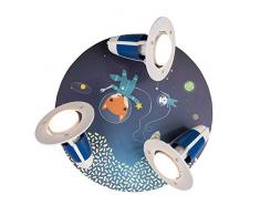 Elobra Kinderlampe Little Astronauts Space Mission Deckenleuchte, Holz, blau