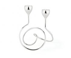 Zilverstad Kerzenleuchter Riccio, 2-flammig, Zink-Legierung, Silberfarben, 14.5 x 21 x 23.2 cm