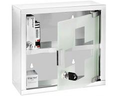 WENKO 22923100 Medikamentenschrank, Medizinschrank abschließbar, Edelstahl rostfrei, 25 x 25 x 12 cm, Glänzend