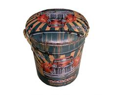 Mobili Rebecca® Aufbewahrungstonne mit Deckel Mülleimer Vintage Metall PVC Grün Junge Zimmer (Cod. RE4854)