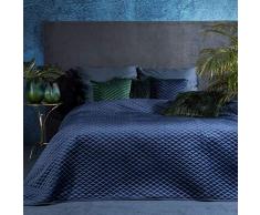 Eurofirany Bettüberwurf Velvet Samt Tagesdecke Pailletten Gesteppte Decke Überwurf Steppdecke Elegant Edel Glamour Schlafzimmer Wohnzimmer Gästezimmer Lounge, Marineblau, 200X220cm