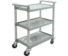 HENDI Servierwagen, für Geschirr, Küchenwagen, mit 4 Lenkrollen-2 davon gebremst, 3 Regalböden, Max. Traglast pro Boden 50kg, 800x410x(H)950mm, Blech 615x400mm, Polypropylen