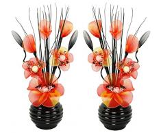 passende Paar Orange Künstliche Blumen mit Schwarz Vase, Deko, Wohnaccessoires und Deko geeignet für Bad, Schlafzimmer oder Küche Fenster/ Regal, 32cm