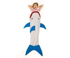 Kanguru Shark Decke, Polyester, Grau, Blau, Rot, Einheitsgröße für Kinder