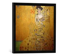 Gerahmtes Bild von Gustav Klimt Bildnis Adele Bloch-Bauer I, Kunstdruck im hochwertigen handgefertigten Bilder-Rahmen, 50x50 cm, Schwarz matt