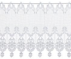 Plauener Spitze by Modespitze, Store Bistro Gardine Scheibengardine mit Stangendurchzug, hochwertige Stickerei, Höhe 45 cm, Breite 144 cm, Weiß