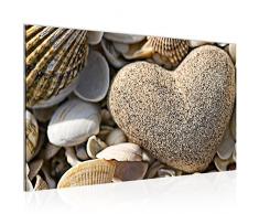 Runa Art Bild Herz Muscheln Wandbild Vlies - Leinwand Bilder XXL Format Wandbilder Wohnzimmer Wohnung Deko Kunstdrucke Braun 1 Teilig - Made IN Germany - Fertig zum Aufhängen 502614a