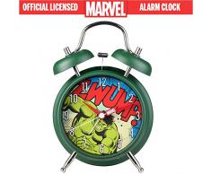 Disney The Hulk Marvel Doppelglockenwecker aus Metall - Retro Style - lauter Wecker perfekt für schwere Schläfer - batteriebetrieben