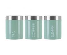 Premier Housewares Liberty Tee, Kaffee-und Zuckerdose, 3&nbspTeile Pistazie, Emaille, Stahl, n/a, 10x10x13