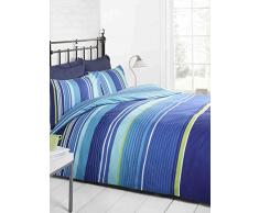 Signature Bettwäscheset, gestreift, Bett- und Kissenbezug, blau, hellblau, grün, weiß, Einzelbett