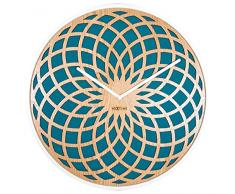 NeXtime Wanduhr SUN SMALL, lautlos, rund, aus Holz, Türkis, ø 35 cm