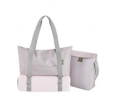 Multiset Stone Grey/Floral Print Handtasche Kühltasche Picknickdecke Einkauf Sport Ausflug Fitness