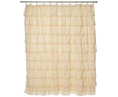 Spring Design Flamenco Rüschen Duschvorhang Modern 72 inch x 72 inch elfenbeinfarben