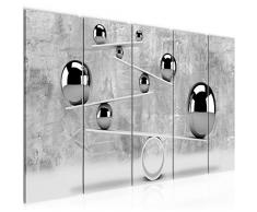 Bilder 3D Kugeln Wandbild 200 x 80 cm Vlies - Leinwand Bild XXL Format Wandbilder Wohnzimmer Wohnung Deko Kunstdrucke Grau 5 Teilig - MADE IN GERMANY - Fertig zum Aufhängen 504355b