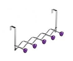 Premier Housewares Türgarderobe 5 Haken mit violetten Keramikkugeln verchromt