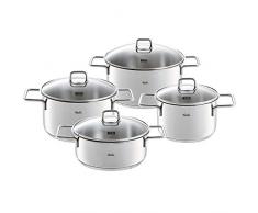 Fissler münchen / Edelstahl-Topfset, 4-teilig, Kochtopf-Set, Töpfe mit Glas-Deckel, Induktion, alle Herdarten (3 Kochtöpfe, 1 Bratentopf)