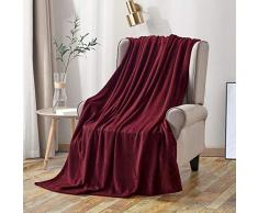 softan Flanell Decke Nicht Verschütten Weich Werfen Decke 260GSM Leichte kuschelige Bettdecke passend für Couch Sofa passend für die ganze Saison, Rot 150 * 200CM